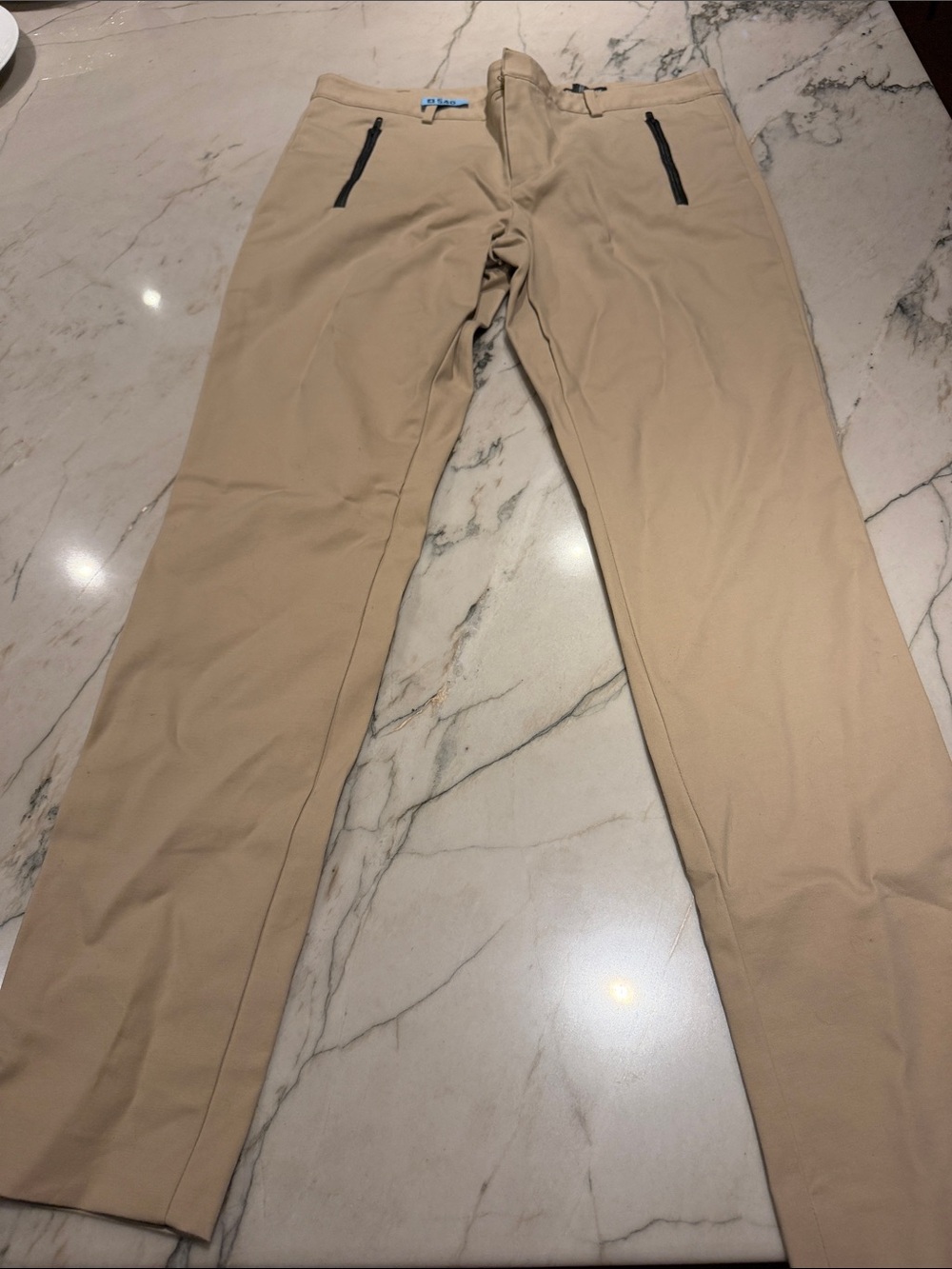 Club Monaco Beige Skinny Pants with Black Zip Accents